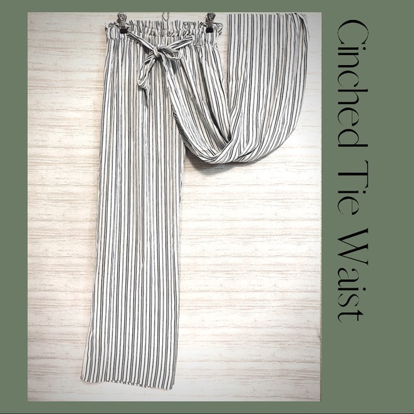 Maurices Black/White Pin Stripe Flared Dress Pants - Picture 5 of 7